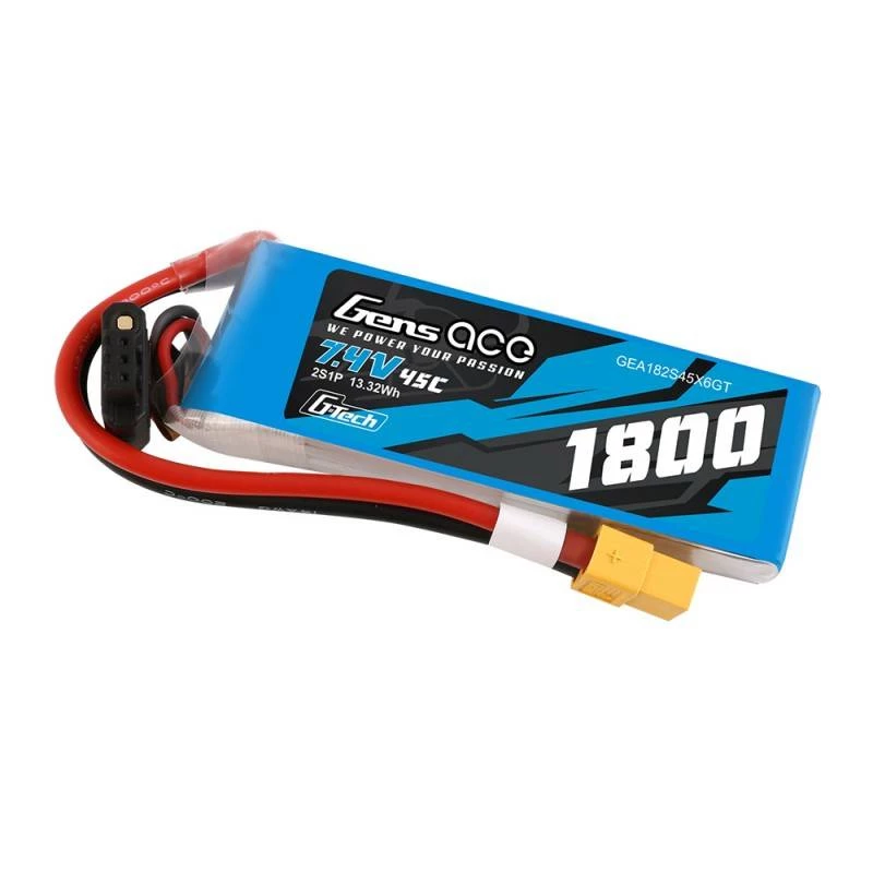 GensAce G-Tech LiPo 1800mAh 7.4V 45C 2S1P XT60 batteria ricaricabile