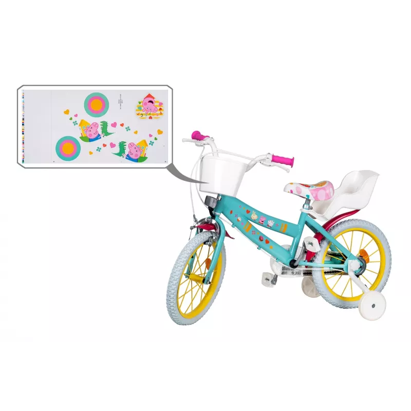 Bicicletta per bambini Toimsa TOI1698 16 pollici con grafiche Peppa Pig, adatta per età 3–6