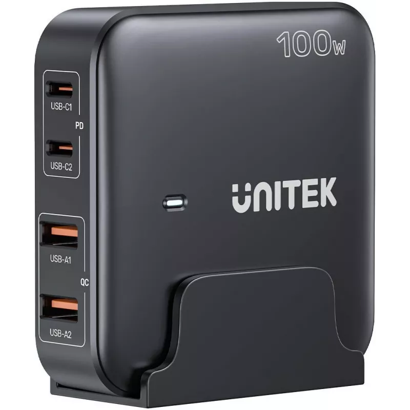Caricabatterie da scrivania Unitek P1229ABK01-EU 100 W con 2× USB-A e 2× USB-C