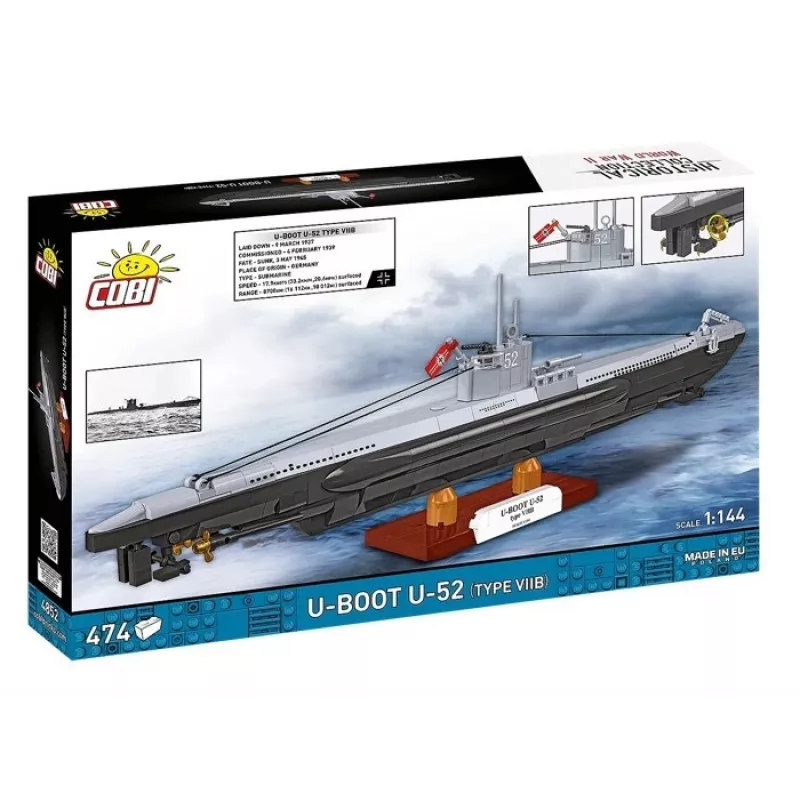 Set da costruzione Cobi sottomarino U-52 – set modello da 474 pezzi