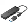 Vention hub USB 3.0 a 4 porte con interfaccia 2-in-1 USB-C e USB 3.0 e alimentazione 0,15M ABS Type