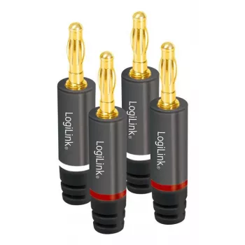 LogiLink Set di connettori a banana, 4 pezzi (2 coppie) per diametro cavo fino a 4 mm², design a vite - 1 pezzo (CA1212)