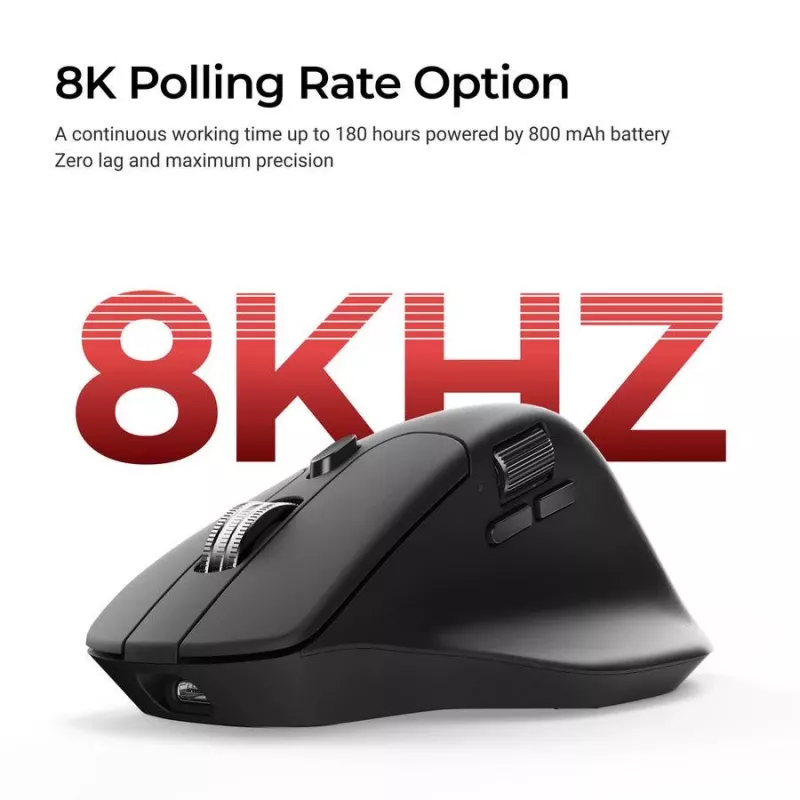 Mouse Keychron M6 per destrorsi universale — ottico, RF wireless + Bluetooth + USB-C, 30000 DPI, nero