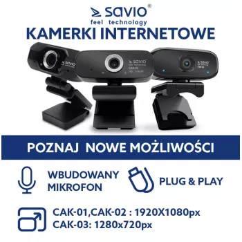 Webcam Savio telecamera internet USB Full HD con microfono integrato