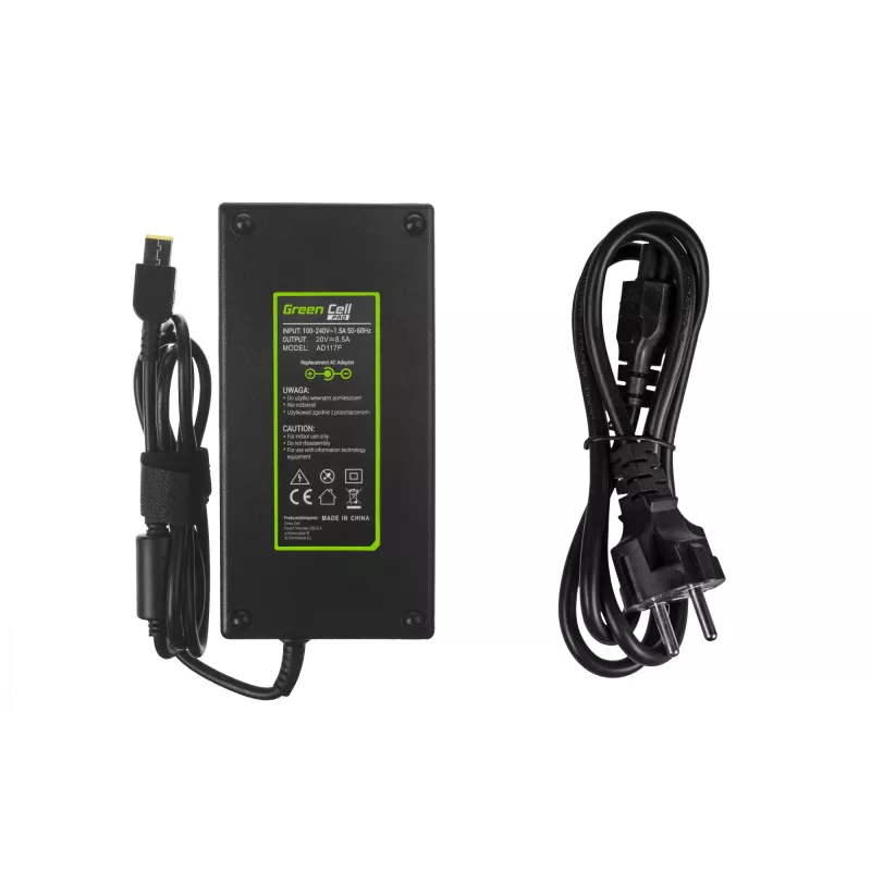 Alimentatore Green Cell AD117P 170W 20V 8,5A per laptop Lenovo, da interno AC/DC, nero