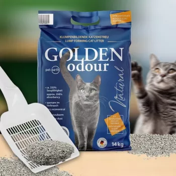 Lettiera per gatti Golden Grey 7 kg — lettiera agglomerante al bentonite, senza polvere, elimina gli odori