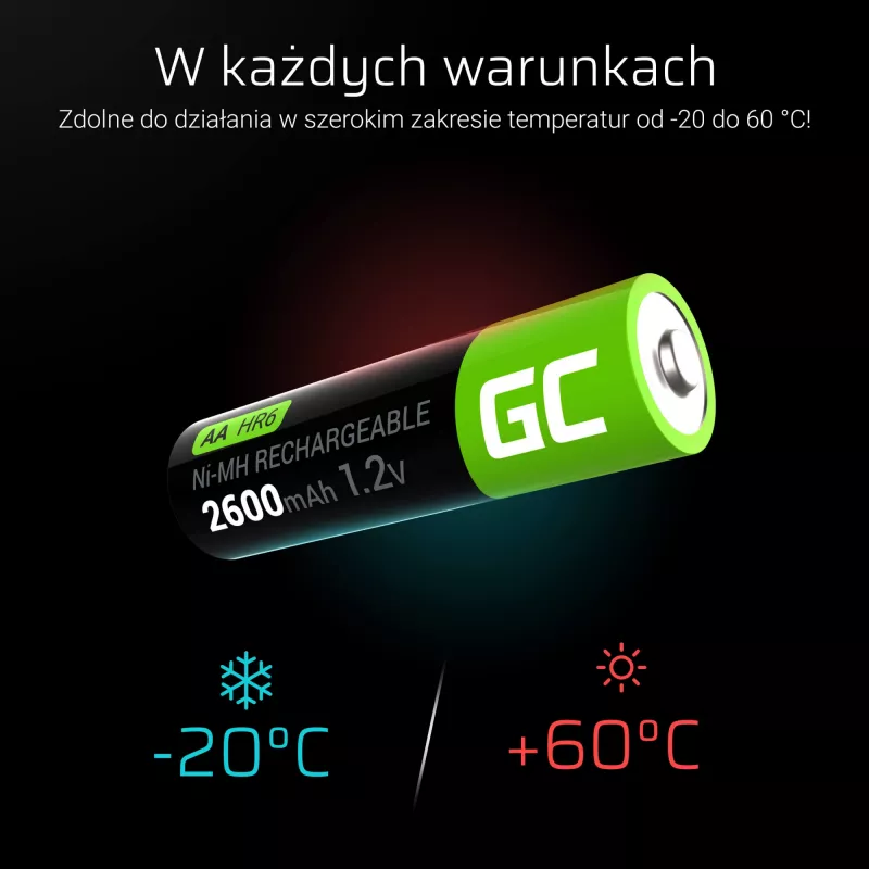 Batteria ricaricabile Green Cell GR01 AA NiMH 1,2 V 2600 mAh, 4 pz., verde