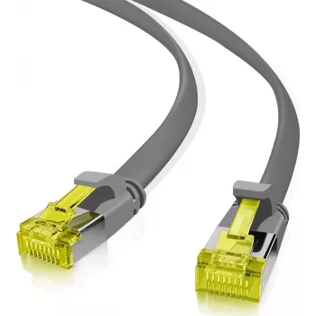 Helos - cavo patch - RJ-45 (M) su RJ-45 (M) - 50 cm - U/FTP - CAT 6a - piatto - grigio