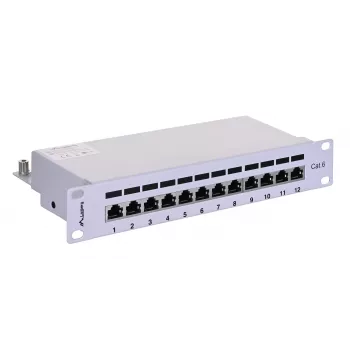 Patch panel LANBERG PPF6-9012-S, 12 porte, metallo, grigio, 1HE, 215×130×44.5 mm