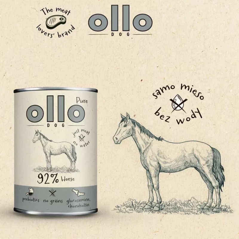 OLLO Pure Horse - Cibo umido per cani - 400g