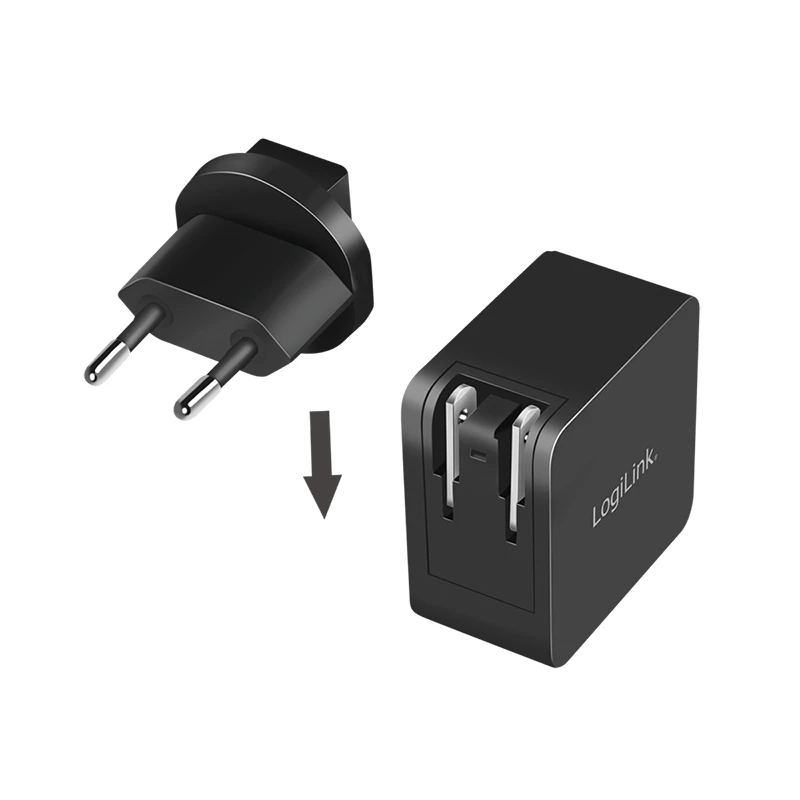 Caricabatterie da viaggio LogiLink PA0302 universale nero ricarica rapida AC