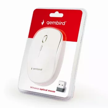 Mouse wireless GEMBIRD MUSW-4B-01-W, ambidestro, ottico 1600 DPI, 4 tasti, RF Wireless, bianco