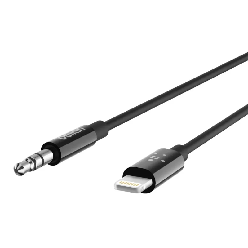 Cavo Belkin Lightning a jack cuffie - Lightning maschio a mini jack stereo maschio - 91,4 cm - nero - per Apple iPhone (Lig