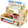 Melissa & Doug banco panini in legno con affettatrice – set di 56 pezzi di cibo giocattolo – certificato FSC