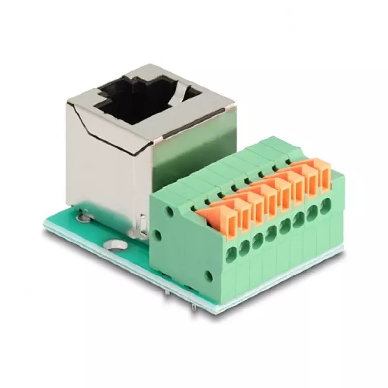 Adattatore per cavo DeLOCK 90653 RJ45 morsettiera 8 pin verde argento