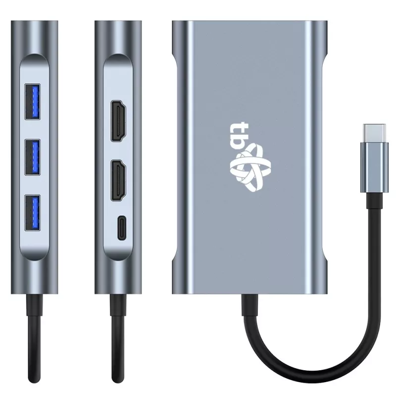 HUB 8in1 adattatore USB C HDMI x2 USB VGA RJ45 PD