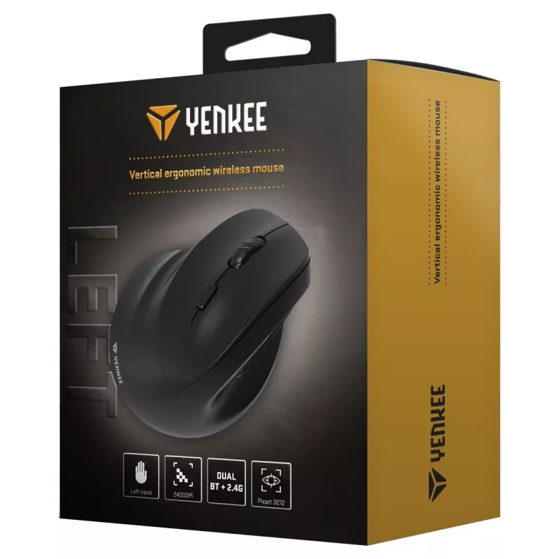 Mouse wireless ergonomico per mancini, batteria Dual WL+BT