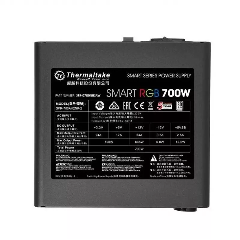 Alimentatore Smart 700W RGB, 80PLUS, 230V EU, 2xPEG, 120mm, Single Rail