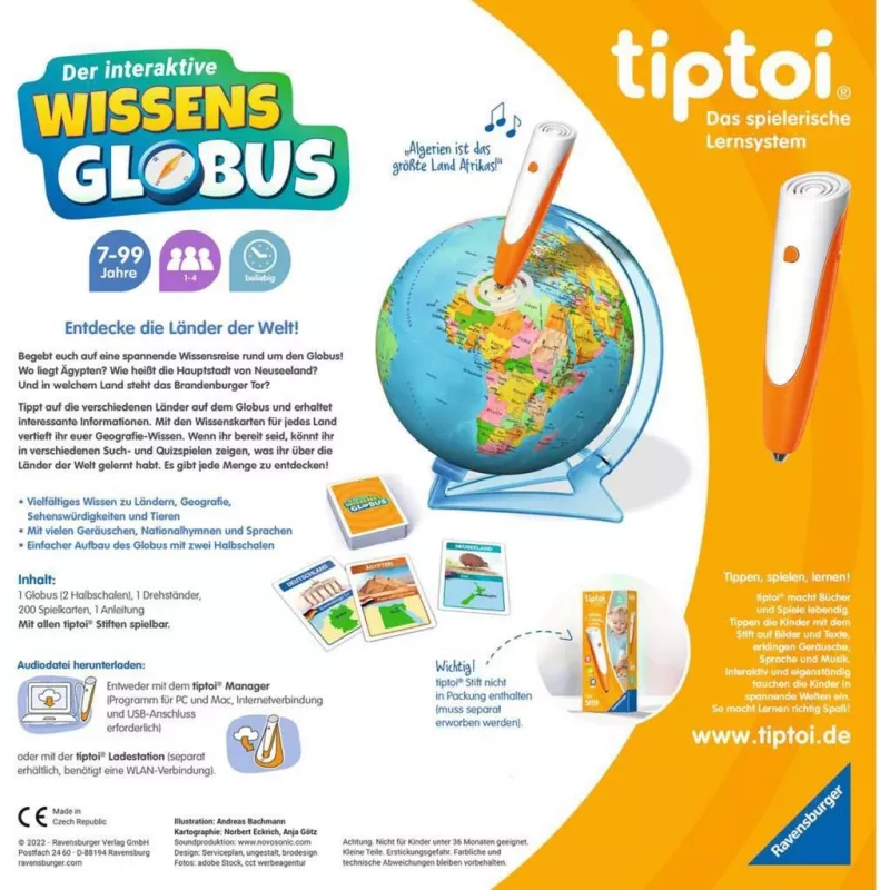 Giocattolo educativo Ravensburger tiptoi Globo interattivo della conoscenza