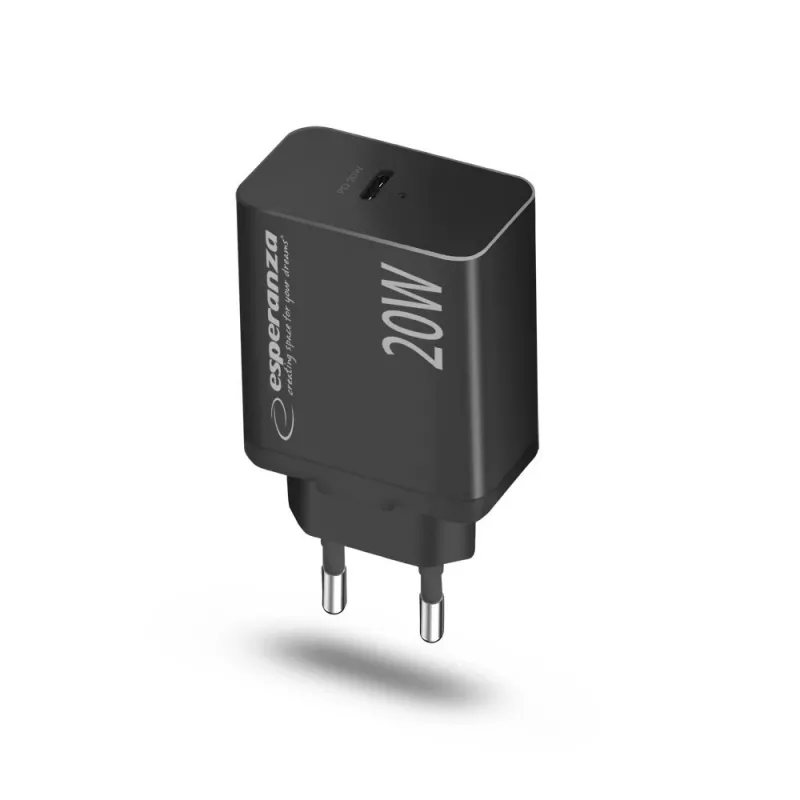 Caricabatterie da rete ESPERANZA EZC104K 20W nero, alimentatore USB per dispositivi portatili