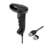 Lettore di codici a barre portatile QOLTEC 50868 — scanner laser 1D/2D, USB con filo e senza fili, distanza di lavoro 600 mm, nero