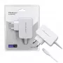 Qoltec 51039 alimentatore 65 W USB-C PD, 5–20,3 V, 2–3,25 A, cavo USB-C integrato, bianco