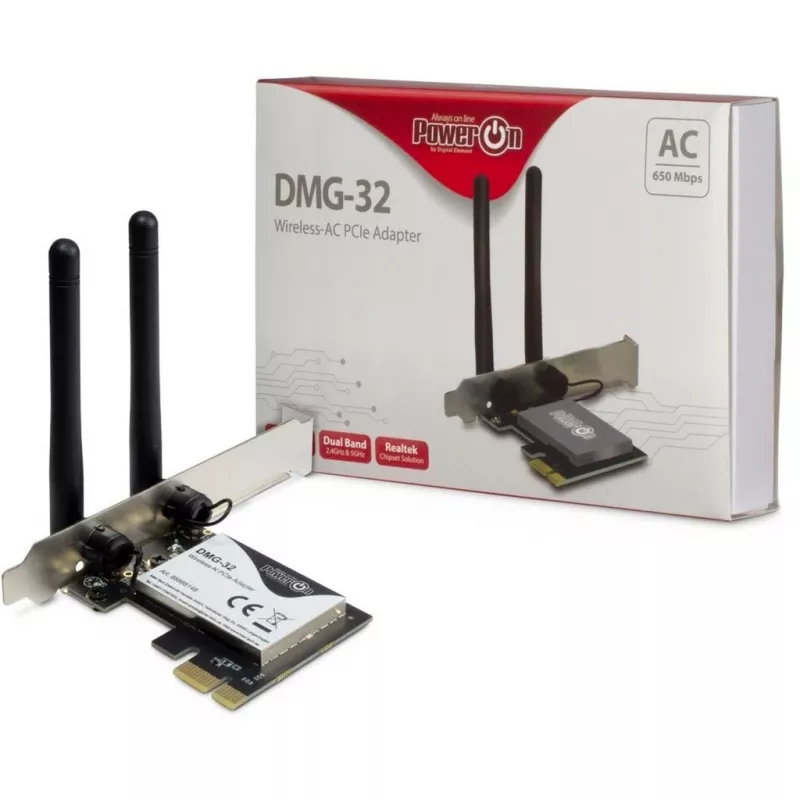 Inter-Tech DMG-32 - integrato - senza fili - PCI Express - Wi-Fi - 650 Mbit/s - nero - argento (88888148)
