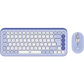 Logitech POP Icon Combo - set tastiera e mouse - senza fili - Bluetooth LE - QWERTY - US International - lilla, bianco sporco (920-013078)