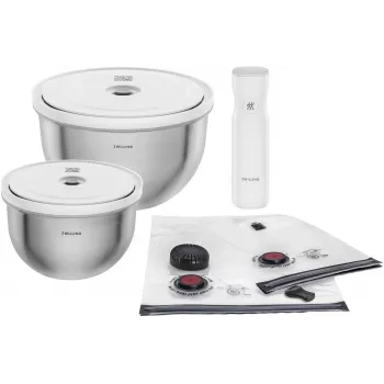 Set di contenitori per alimenti sottovuoto ZWILLING Fresh&Save Bowl Starter Set 9 pezzi acciaio inox