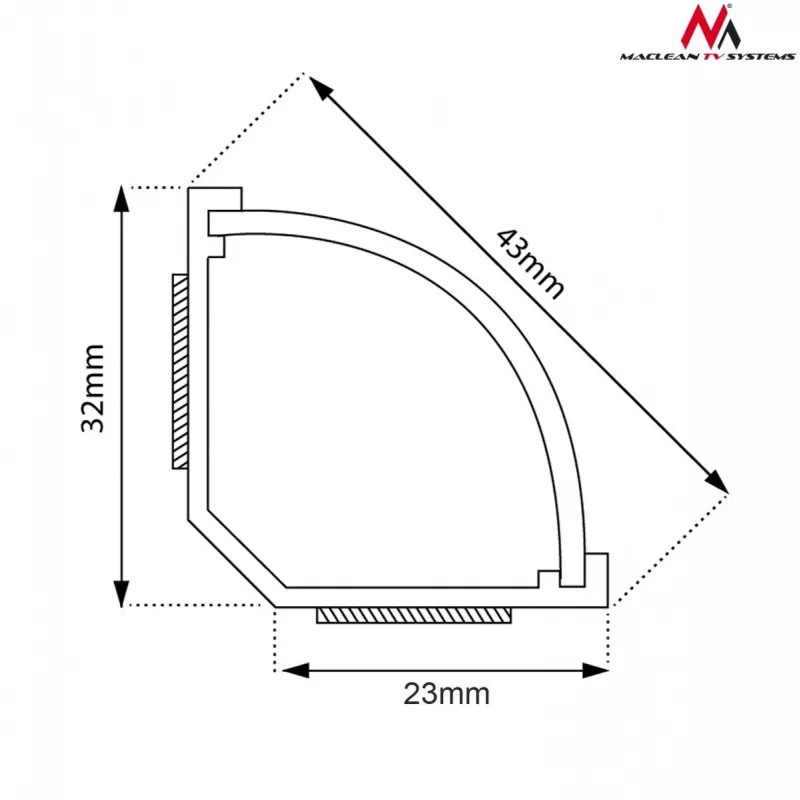 Maclean MCTV-575 copricavo da pavimento, 1,5 m, 43 x 23 mm, altezza 23–32 mm, bianco, con nastro adesivo