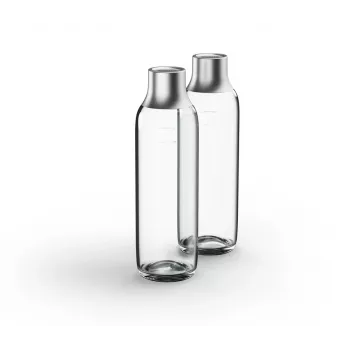 Bottiglia per carbonazione BRITA 118426 – bottiglia in vetro da 1 L con tappo in acciaio inox, altezza 287 mm, confezione da 2
