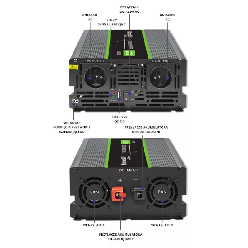 Qoltec Monolith Adattatore/convertitore di corrente auto 4000 W Nero