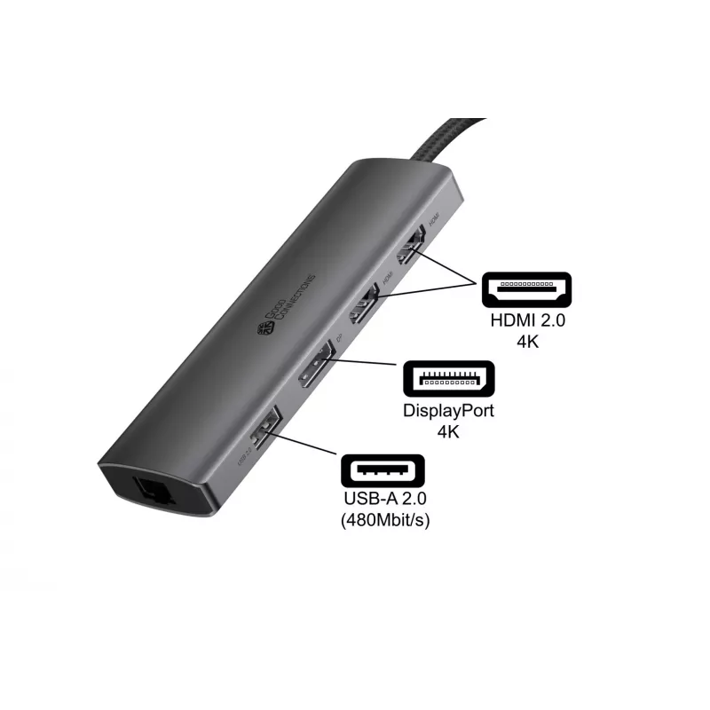 Alcasa HUB-C001A hub interfaccia USB Type-C 5000 Mbit/s antracite