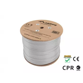 Cavo di rete LANBERG LCUF6L-11CU-0305-S U/FTP Cat6a su bobina, 305 m, 23 AWG, 500 MHz, grigio