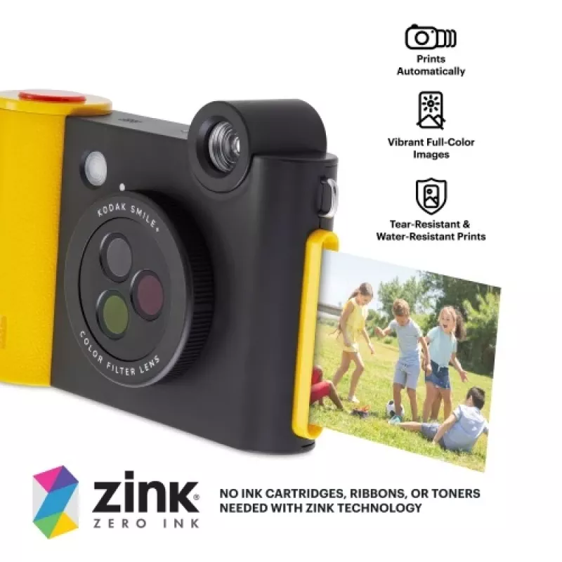 Fotocamera istantanea Kodak SMILE+ 2x3 nero — fotocamera istantanea portatile con stampe 2×3