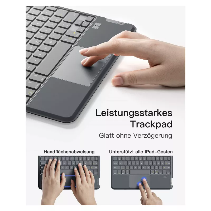 Tastiera inateck iPad 11 iPad 10ª gen. comp. QWERTZ grigia