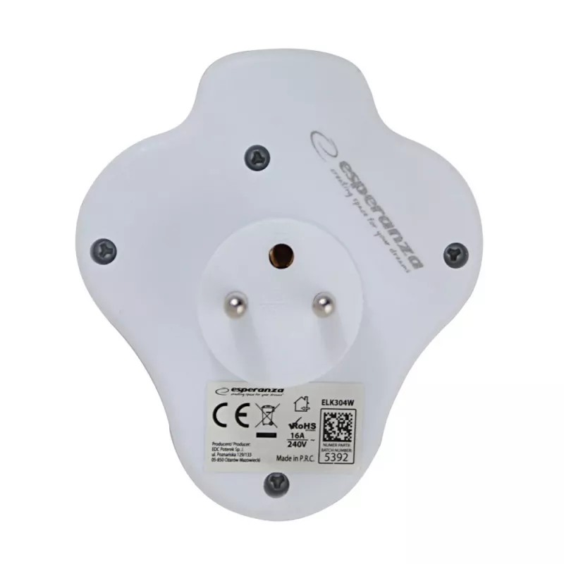 Esperanza ELK304W multipresa elettrica, 3 prese con interruttore, bianca
