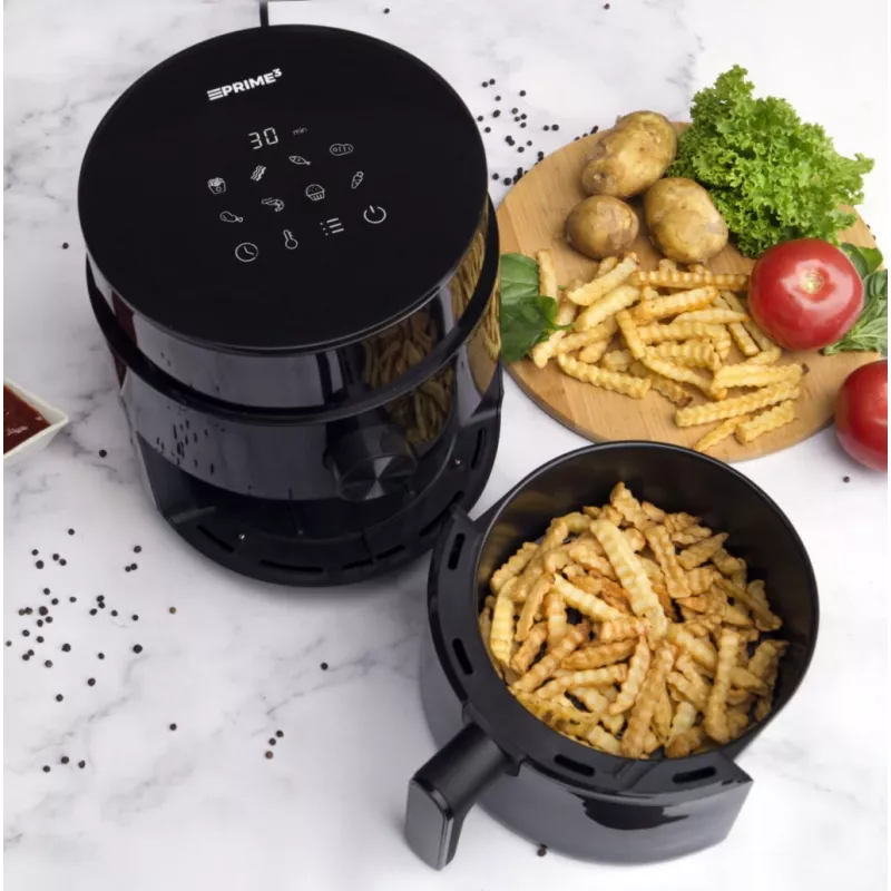 Friggitrice ad aria PRIME3 SAF31 – 2,5 L, 1200 W, friggitrice ad aria senza olio, nera