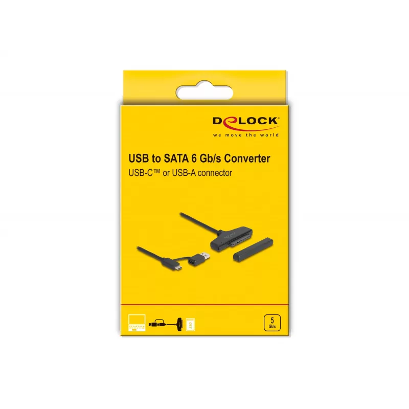 Convertitore DeLOCK USB a SATA 6 Gb/s USB Type-C Type-A 0,3m