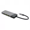 Hub USB Type-C Green Cell HUBGC01 — 7 porte: 3×USB-A 3.2 Gen 1, 1×USB-C 3.2 Gen 1, HDMI, lettore schede microSD+SD — argento
