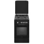 Cucina a gas MPM MPM-56-KGF-21/B — 4 fuochi acciaio inox, forno 54 l, controllo a manopola