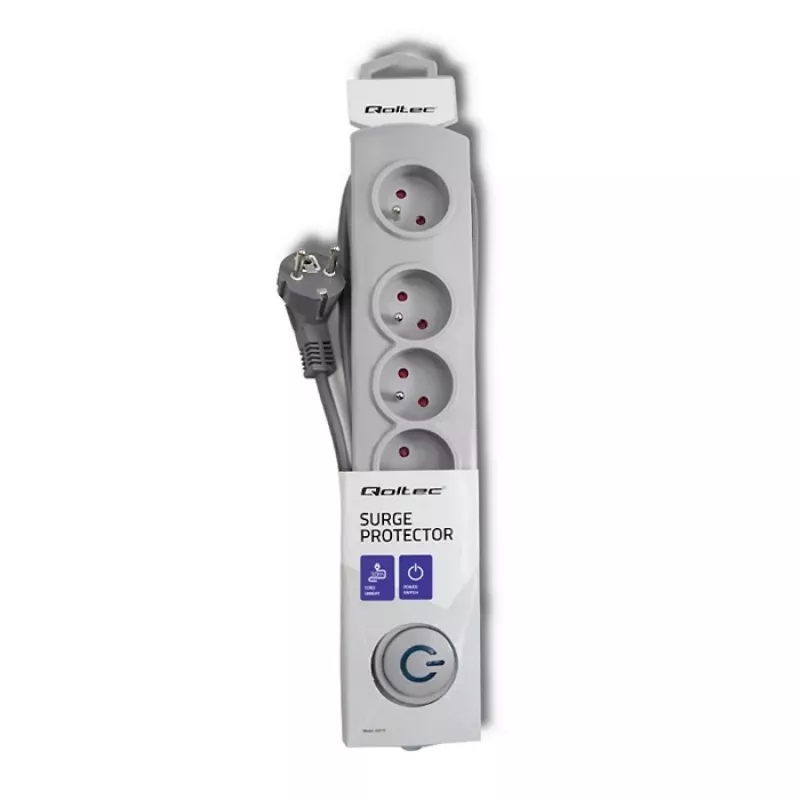 Protezione da sovratensione Qoltec 50272 grigio 5 prese AC 230V 3m