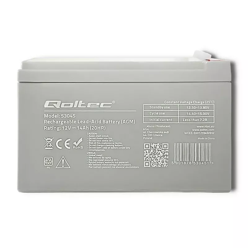 Qoltec 53045 Batteria AGM 12V 14Ah
