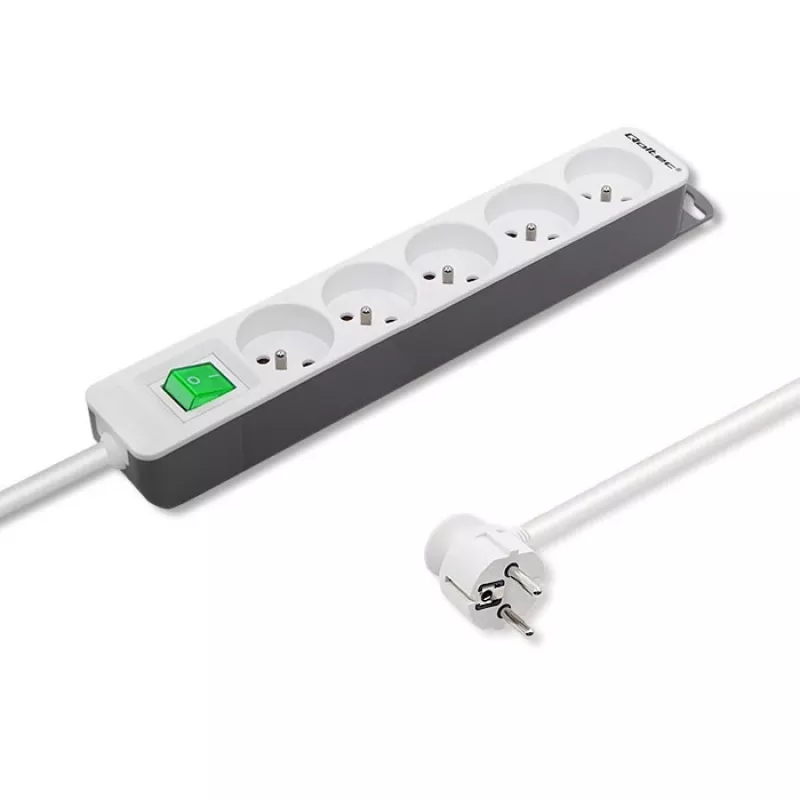 Qoltec 50290 ciabatta elettrica 1,8 m 5 prese AC per interni bianco