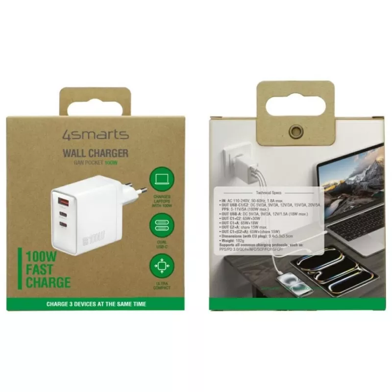Caricabatterie da interno 4smarts 542100 universale argento bianco ricarica rapida