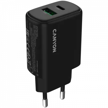 CANYON caricabatterie OnCharge 250 25W 1xPD 1xQC EU nero