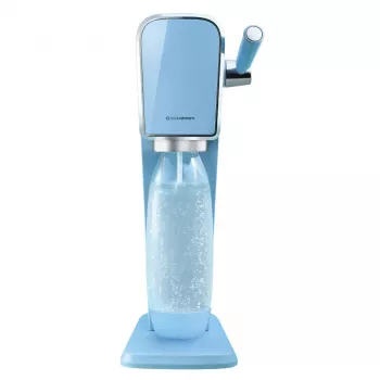 Gasatore SODASTREAM Art Blue Steel — bottiglia in plastica 1 L, carbonatore 60 L, 173×245×430 mm