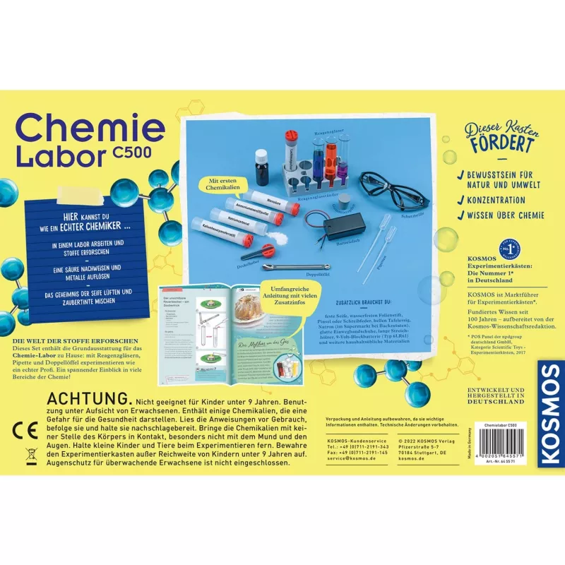 Kosmos laboratorio di chimica C 500, kit di esperimenti, chimica, 9 anni, multicolore