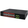 Switch Ethernet PoE QOLTEC 16x RJ45, 2x RJ45 uplink, 1x SFP (MPN 52291)