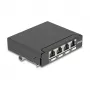 Patch panel DELOCK mini desktop RJ45 4 porte Cat.6A schermato nero, metallo, 90×22×93 mm